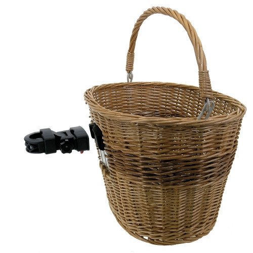 Wicker Bike Basket Front w/ Bracket For Fitting On Handlebar HT-025 Dia. 22.2-31.8 mm