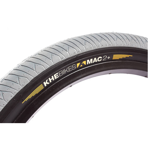 KHE BMX Bike Tyre Standard Street-Park Mac2+, 20" x 2.30", Gray-Black Sidewall